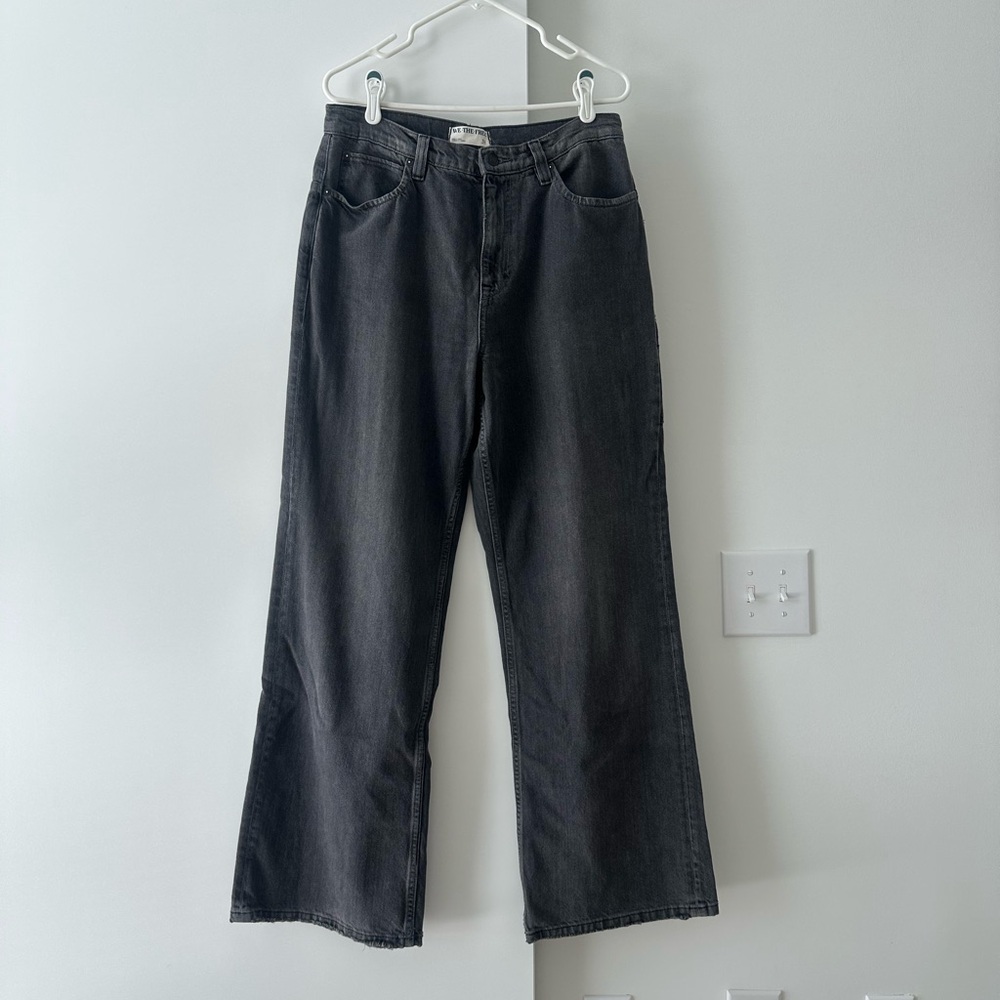 We The Free Black Wide-Leg Flare Jeans